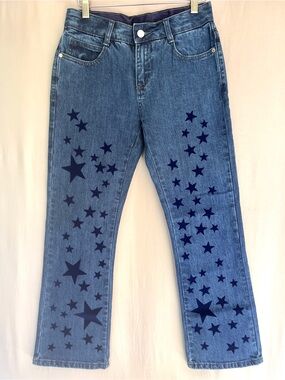 Stella McCartney Flocked Star Jeans Organic Cotton Straight Leg Size 6